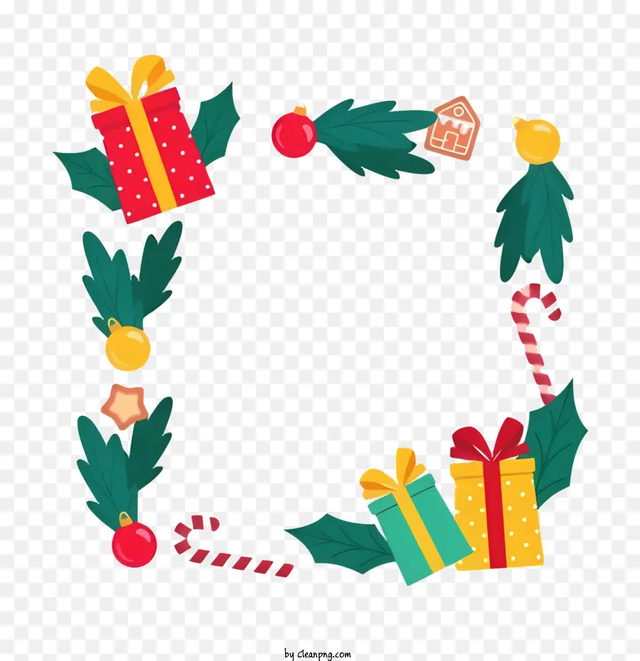 giáng sinh khung - Khung Giáng sinh với đồ trang trí màu đỏ và màu xanh lá cây