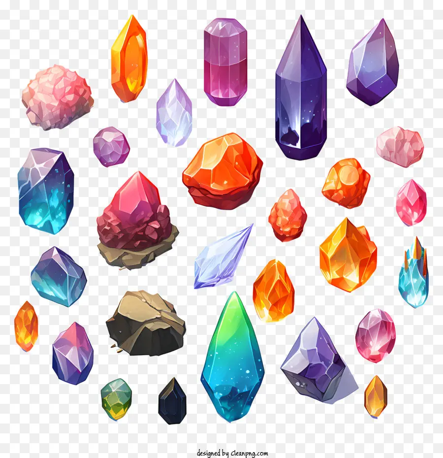 Kristallanordnungen gefärbte Kristalle transparente Kristalle Durchlösende Kristalle Facettenkristalle - Anordnung von farbenfrohen Kristallen, symmetrisch und natürlich