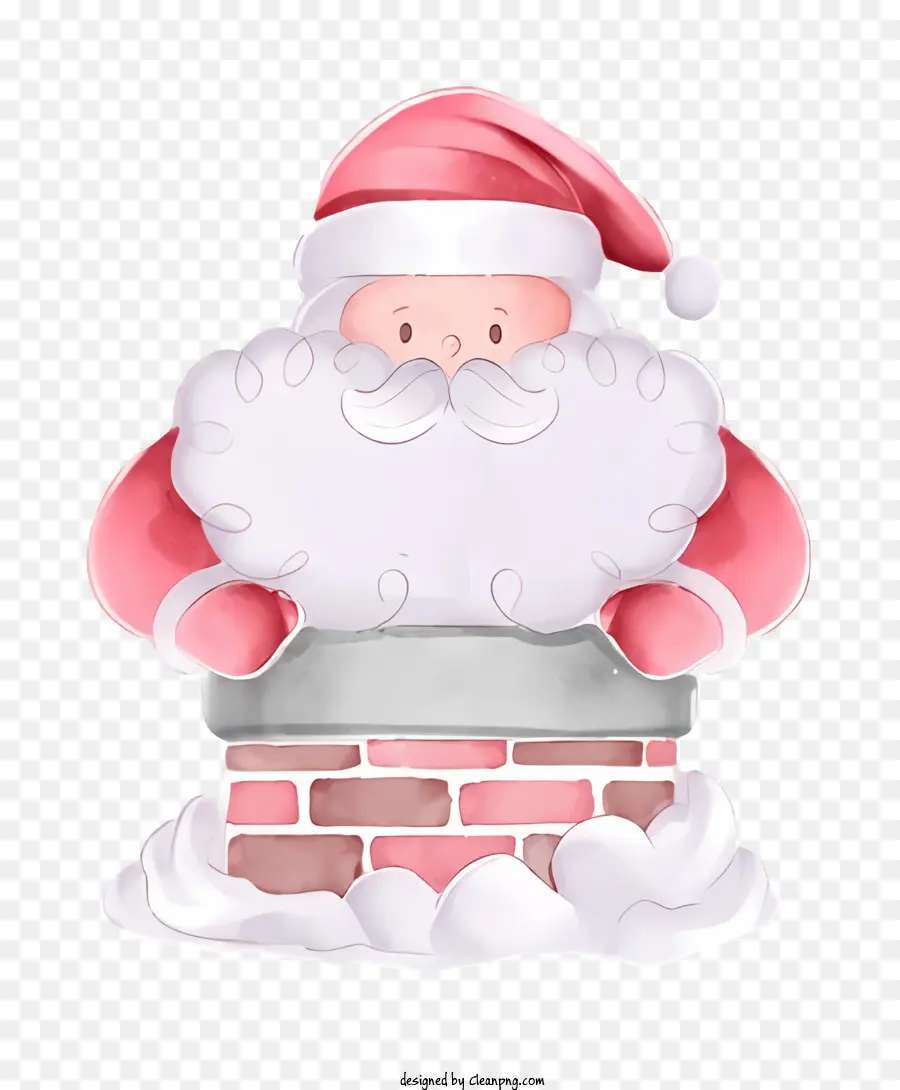 Weihnachtsmann - Cartoon Santa Claus speek aus dem Schornstein