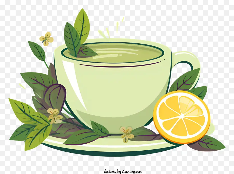 trà xanh - Trà xanh với chanh, bạc hà và đĩa