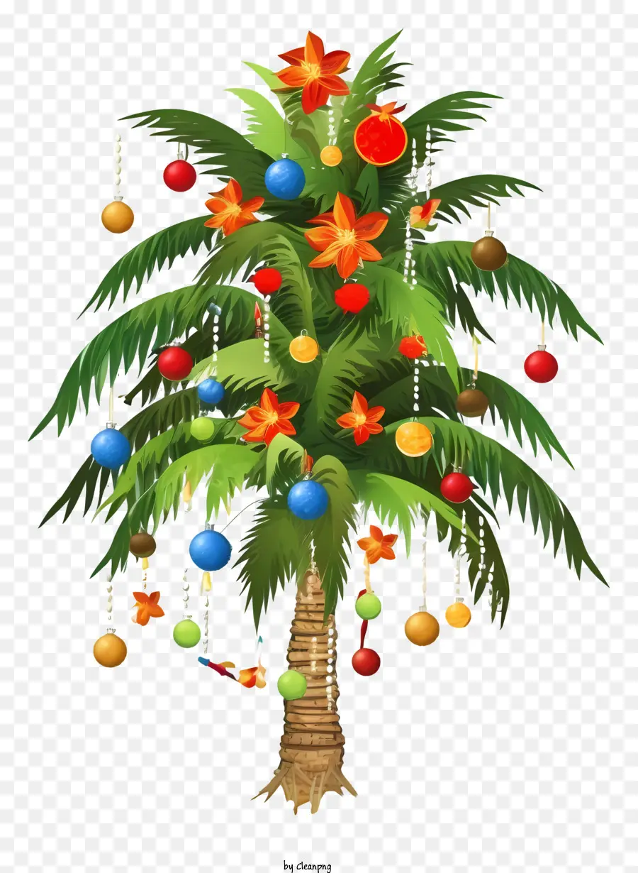cây cọ - Đồ trang trí đầy màu sắc trên cây cọ trong khung cảnh nhiệt đới