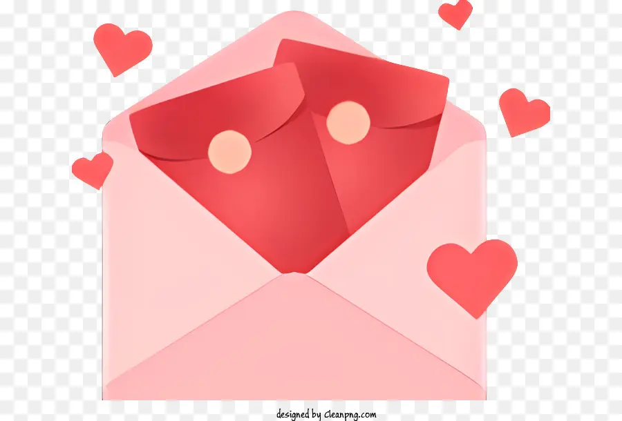Valentinstag - Roter Umschlag mit rosa Herzen, die herausfallen