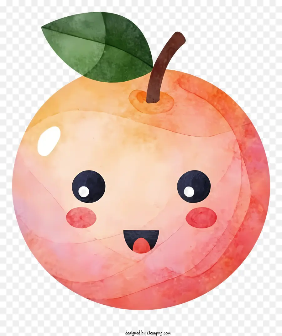 Cartoon Orange Grinning Frucht lächeln - Cartoonorange mit Grinsen und Blatt