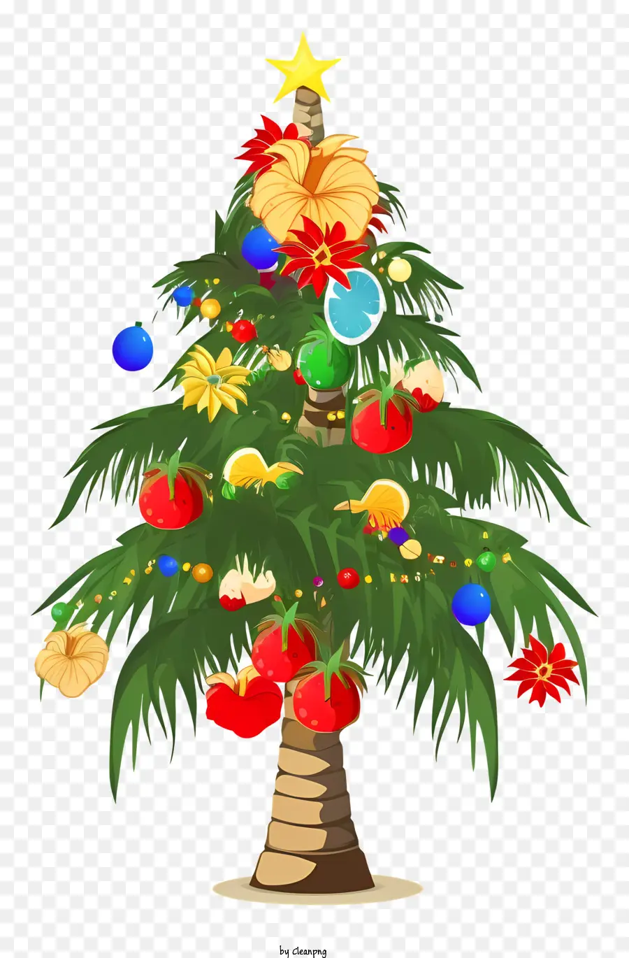 Weihnachtsbaum - Buntes Weihnachtsbaum mit verschiedenen Dekorationen