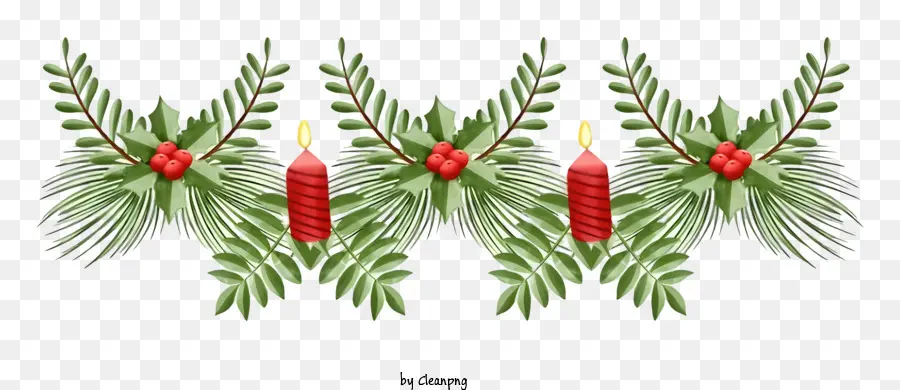 Weihnachtssymbol - Weihnachtssymbol mit zeilen Kerzen und Zweigen