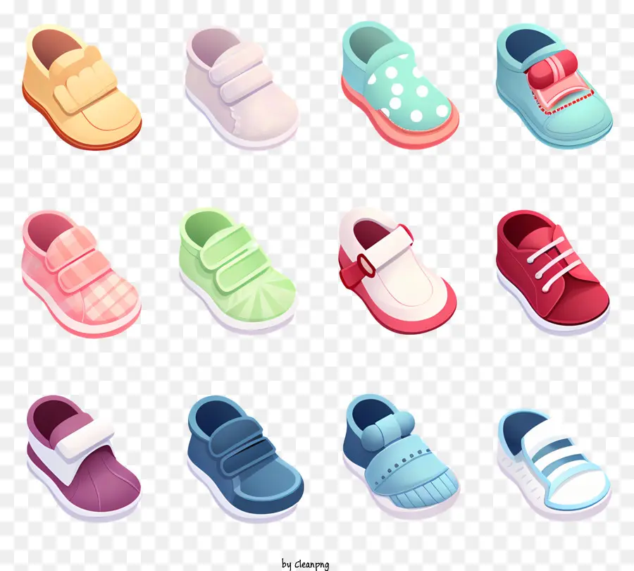 Colori per scarpe per bambini disegni motivi rosa - Scarpe da bambino colorate organizzate in motivo a semicerchio
