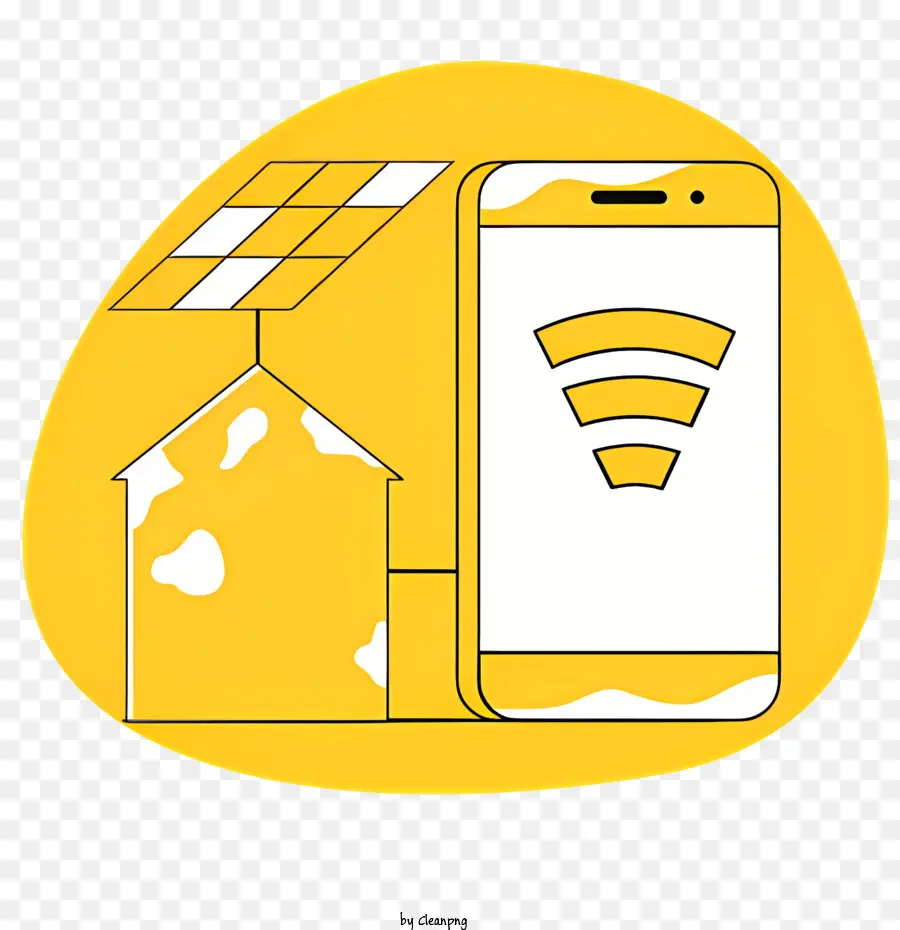 das wifi Symbol. - Smartphone mit WLAN -Symbol und Hausanzeige