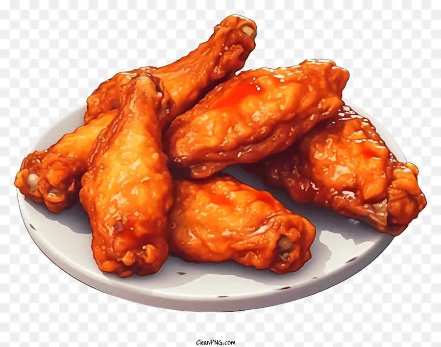sfondo bianco - Deliziose ali di pollo fritte con salsa scura