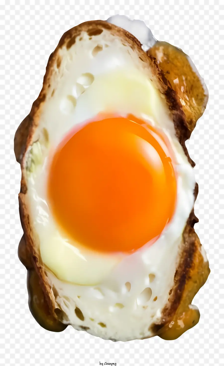 Pane tostato di uovo tostato texture croccante stringi di tuorlo uovo bianco croccante - Uovo con tuorlo rotto e pane croccante