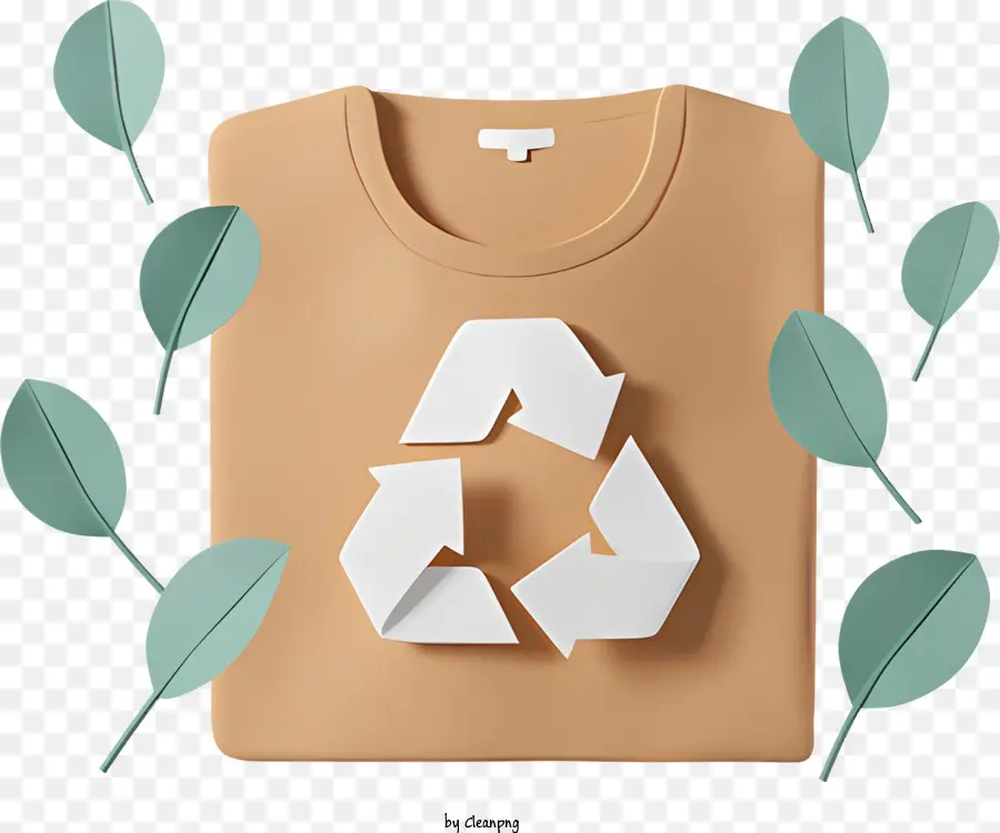 Recyclingpapier T-Shirt umweltfreundliche Kleidung nachhaltige modische grüne Blätter natürliche Szene - Recyceltes Papier-T-Shirt mit grünem Blättersymbol