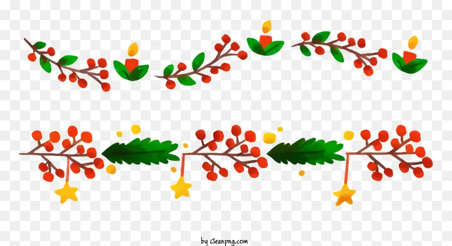 trang trí giáng sinh - Chi nhánh theo chủ đề Giáng sinh với quả mọng, nến và ngôi sao
