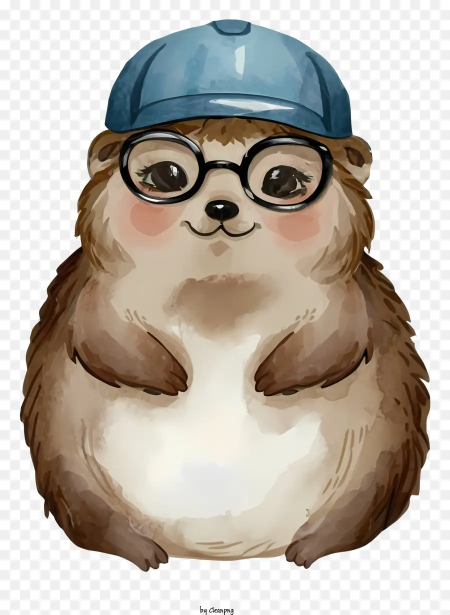 Brille - Hedgehog -Cartoon -Charakter trägt blauen Hut und Brille