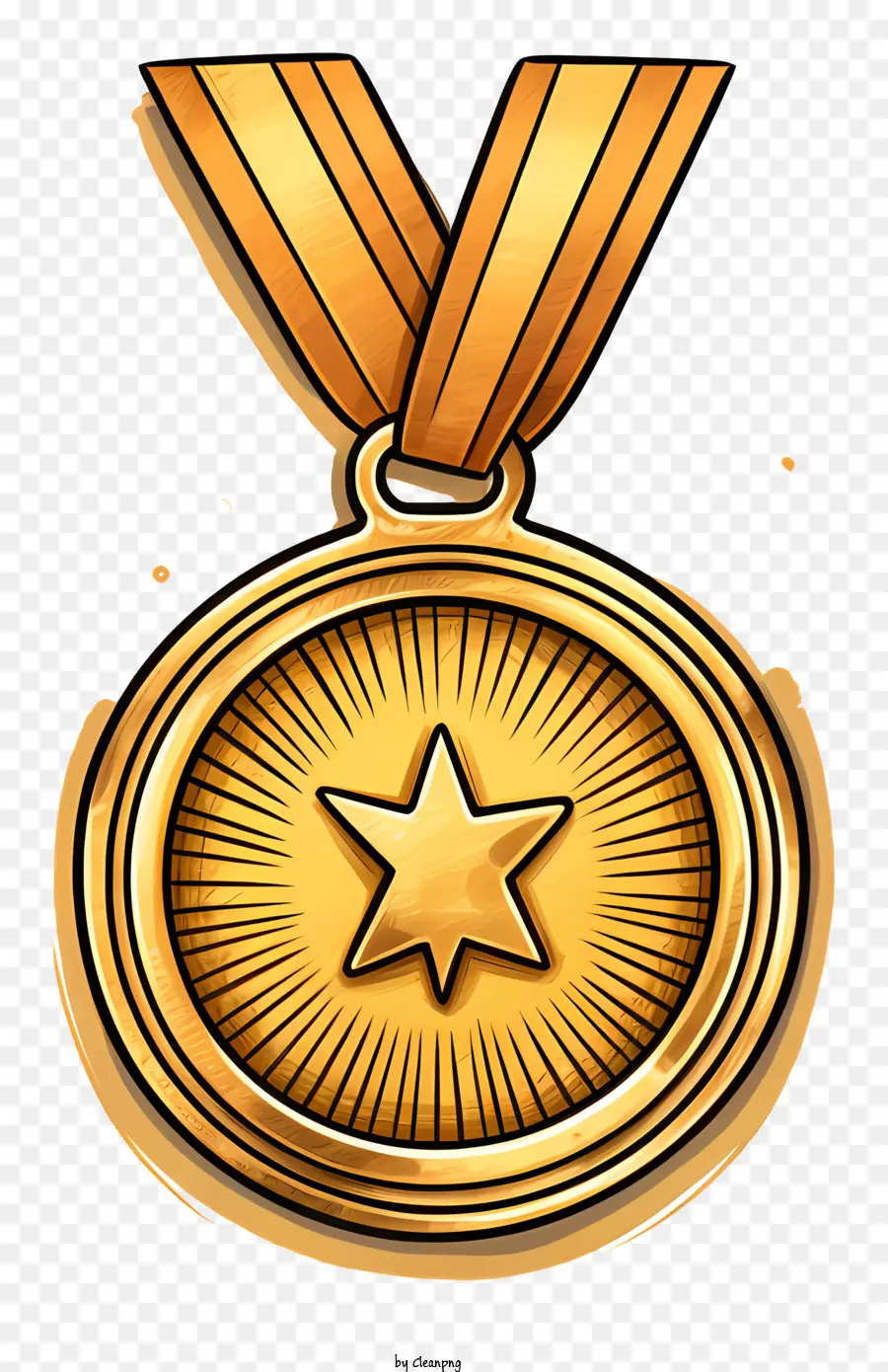 Silver Star - Glänzende Goldmedaille mit Silbersterndesign