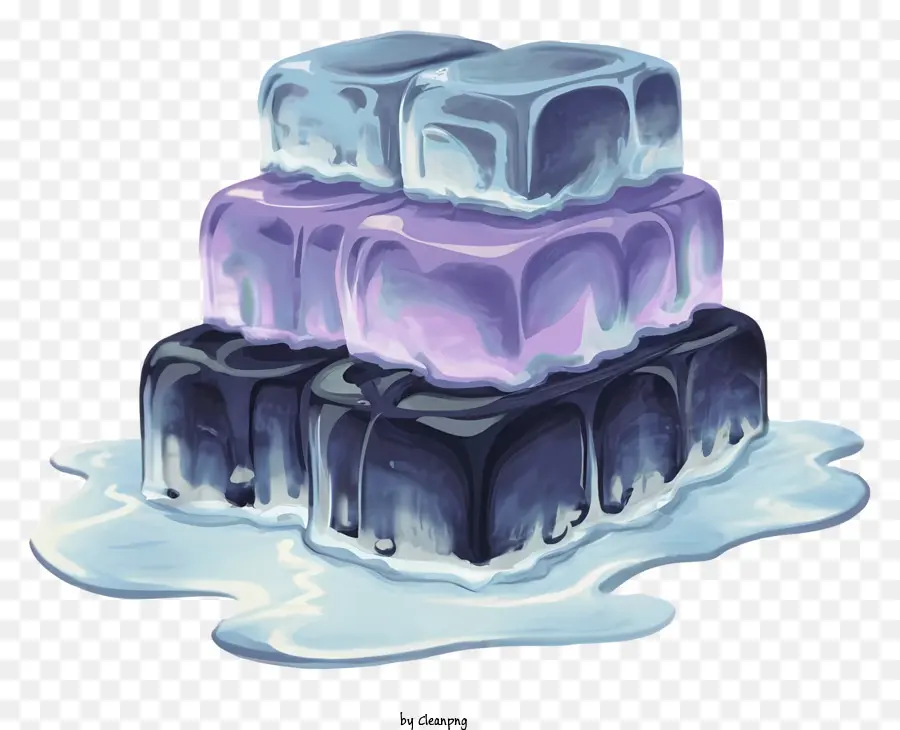 ice cake three-tiered cake frozen icing black and blue design solid ice cake