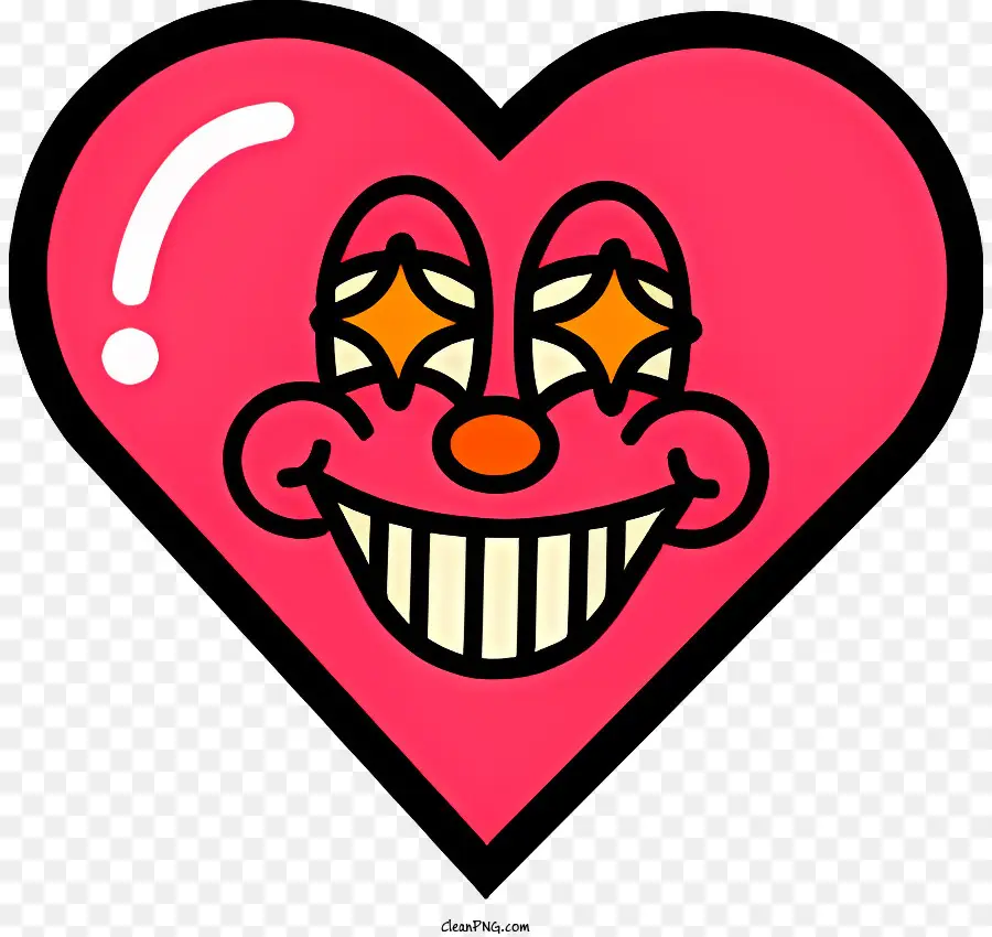 Herz lächelndes Gesicht drei Augen breites Lächeln rosa - Lächelnde Gesichtsherzform auf schwarzem Hintergrund