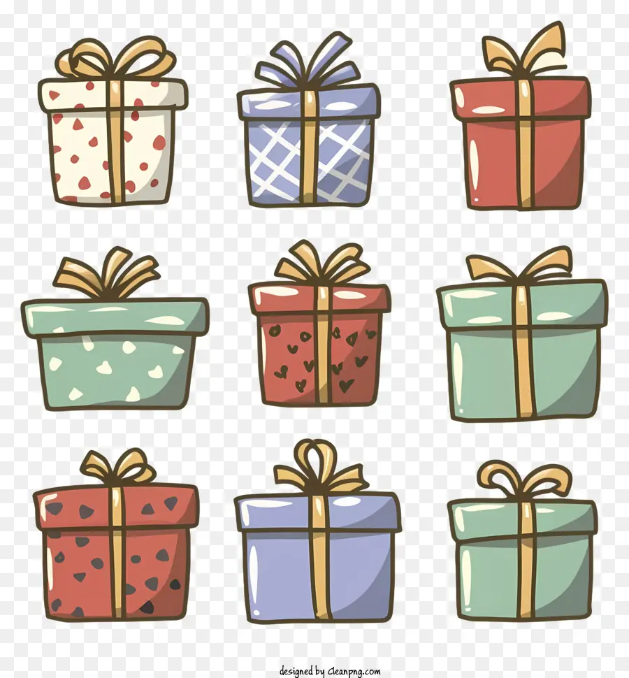 Geschenkboxen Bänder bunte Geschenke entwirft Herzen - Bunte Geschenkboxen mit verschiedenen Designs und Bändern