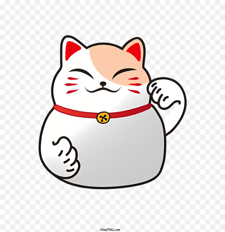 white cat red collar paws raised friendly smile lean body