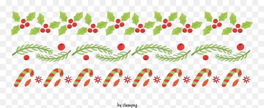 Weihnachtsdekoration - Linienzeichnung von roten und grünen Bögen und Stechpalmenblättern