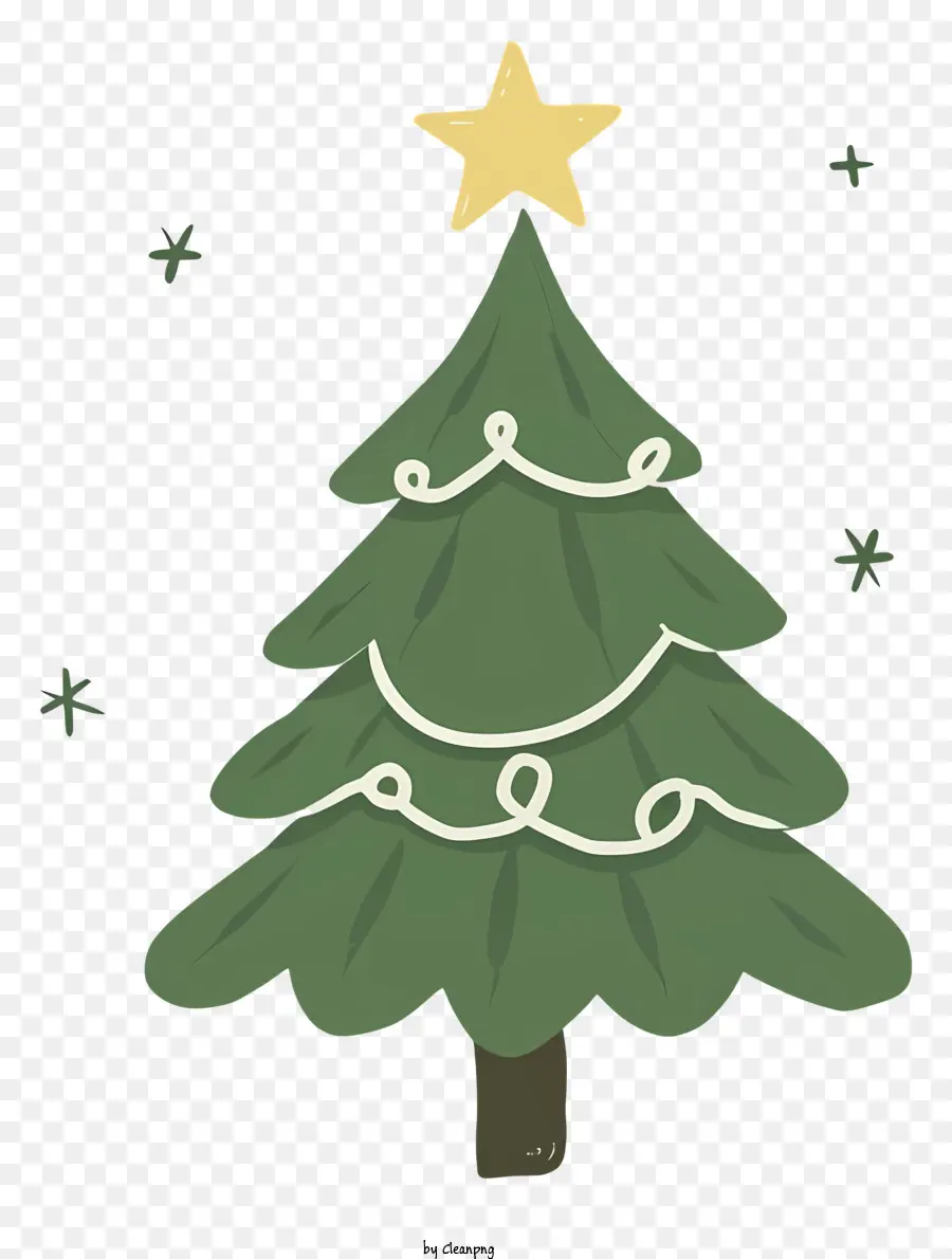 Weihnachtsbaum - Grüner Weihnachtsbaum mit Stern, Dekorationen, hellgrün