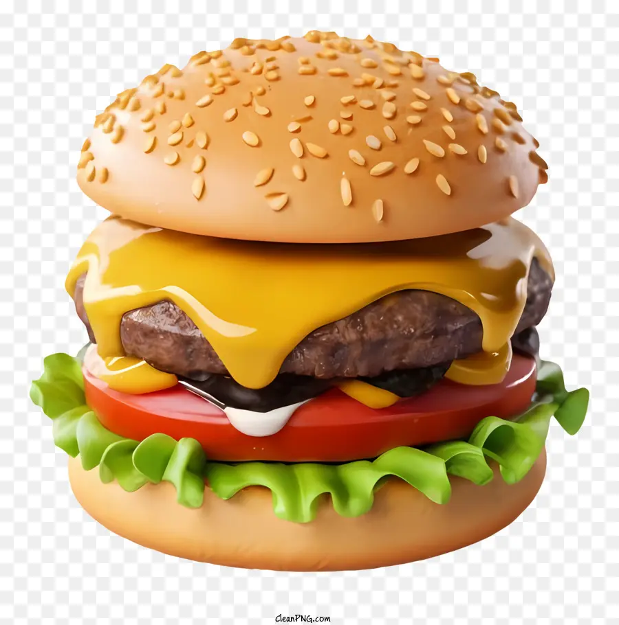 Hamburger mit Cheese CheeseBurger Bun Salat Ketchup - Cheeseburger mit Brötchen, Salat und Ketchup