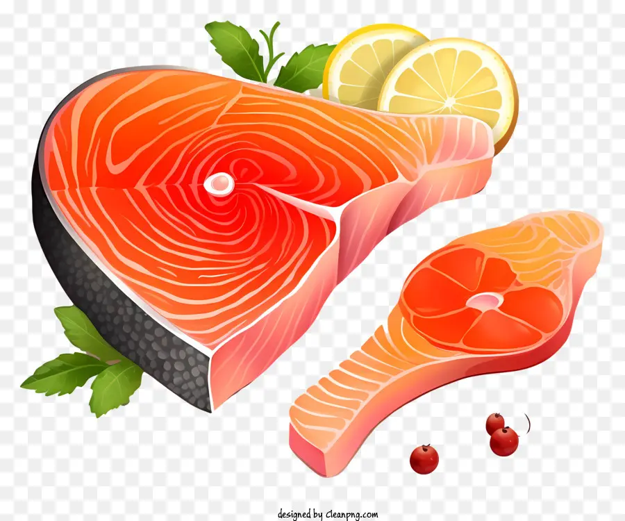 Fette di filetto di salmone di limoni salmone di salmone di salmone di salmone di salmone - Immagine di alta qualità di filetto di salmone rosa con fette di limone
