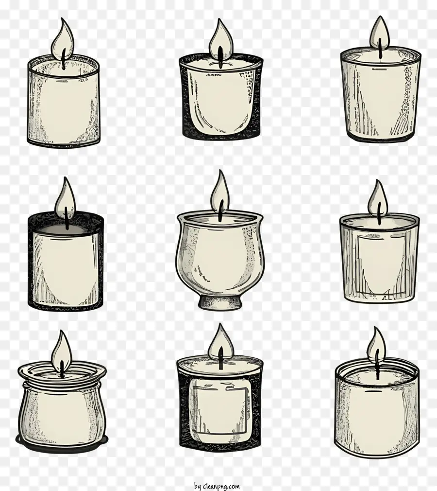 Kerzen Flammen flackernden Kreideskizze Körnige Aussehen - Skizze von flackernden Kerzen auf dunklem Hintergrund