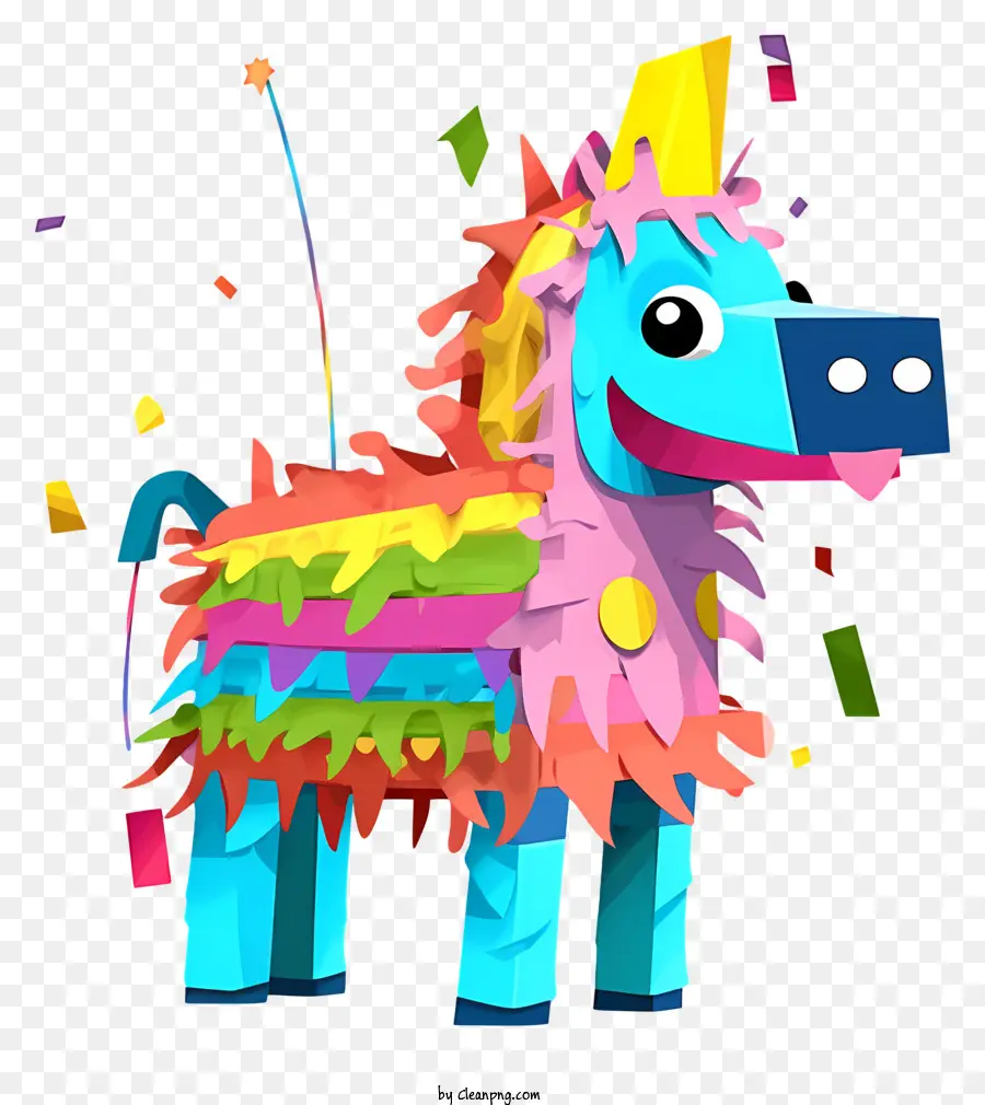 Piñata động vật chân sau đầy màu sắc chân trước - Động vật piñata đầy màu sắc với trang trí trên đầu