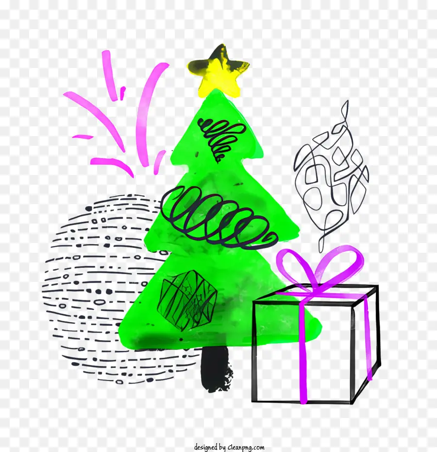 Weihnachtsbaum - Buntes Weihnachtsbaum mit Geschenken und Luftballons