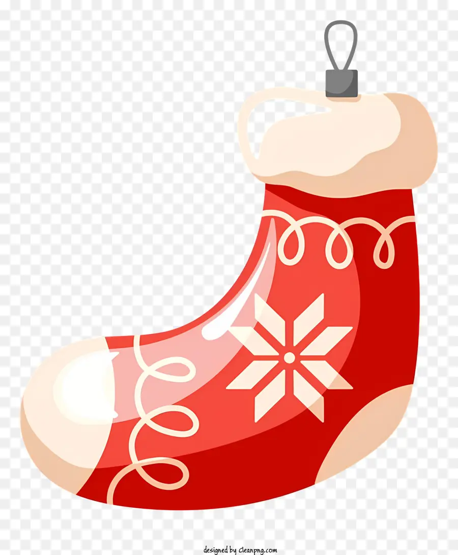 Farbband, schwarz - Cartoon Red Socke mit Schneeflockendesign hängen
