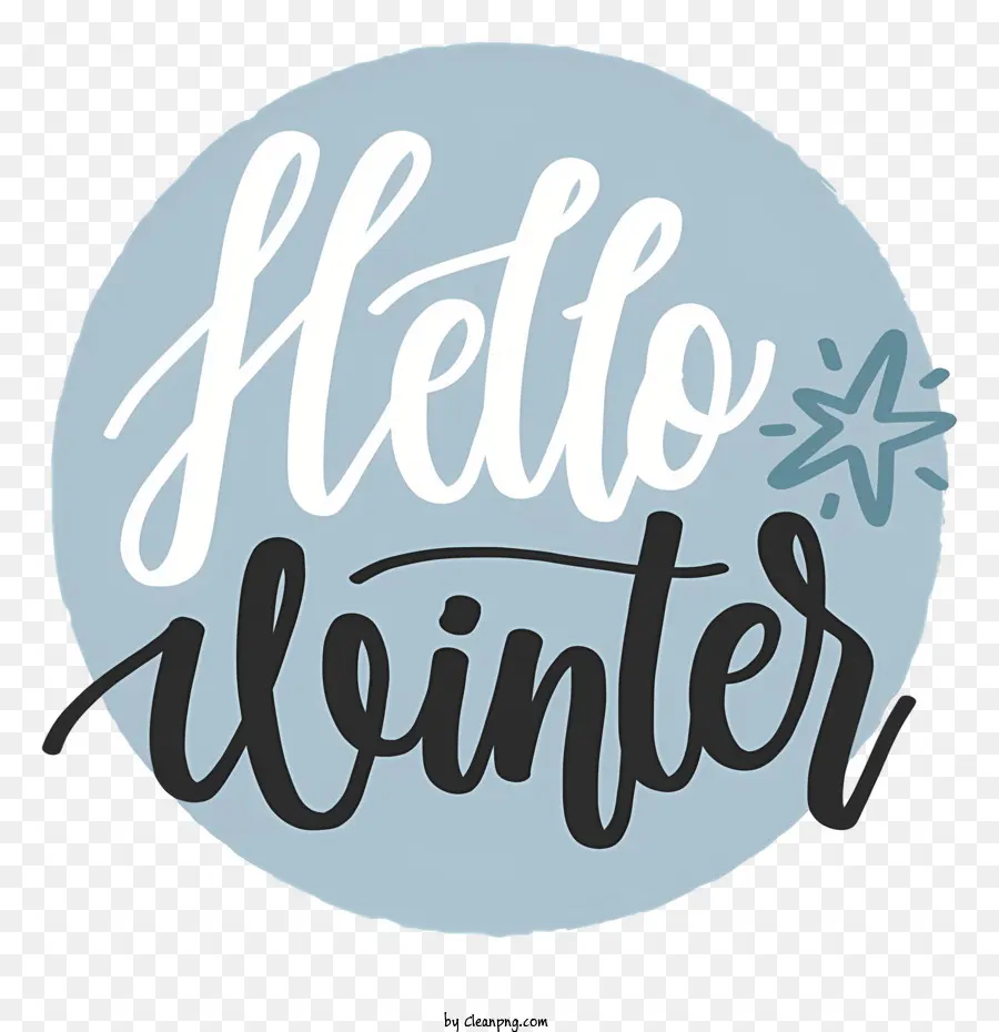 hello winter logo company logo blue background white lettering star design