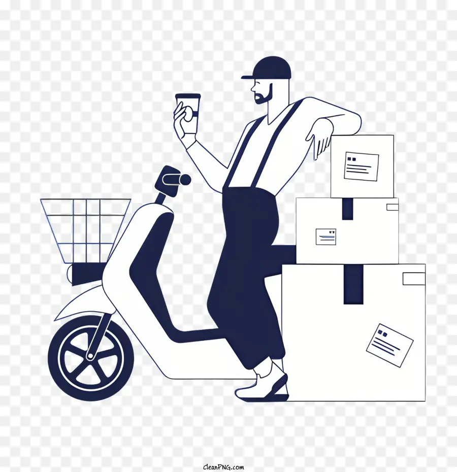 Umschlag - Motorradpost Lieferung mit Mann in Uniform