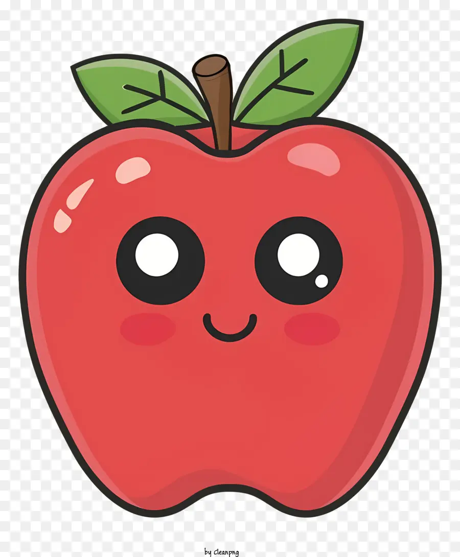 grünes Blatt - Glücklicher Apfel mit Blatt, Lächeln und Punkt