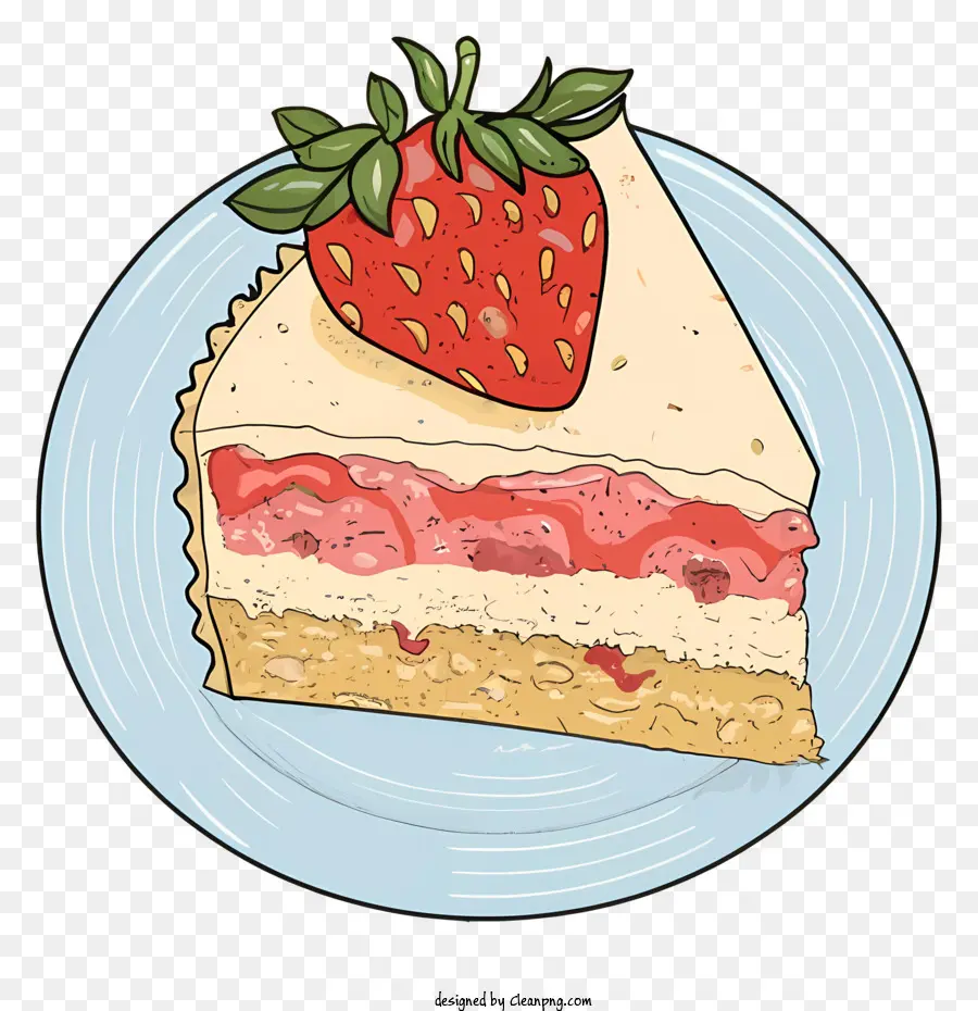 strawberry cheesecake slice of cheesecake strawberries and cream dessert plate blue-rimmed plate