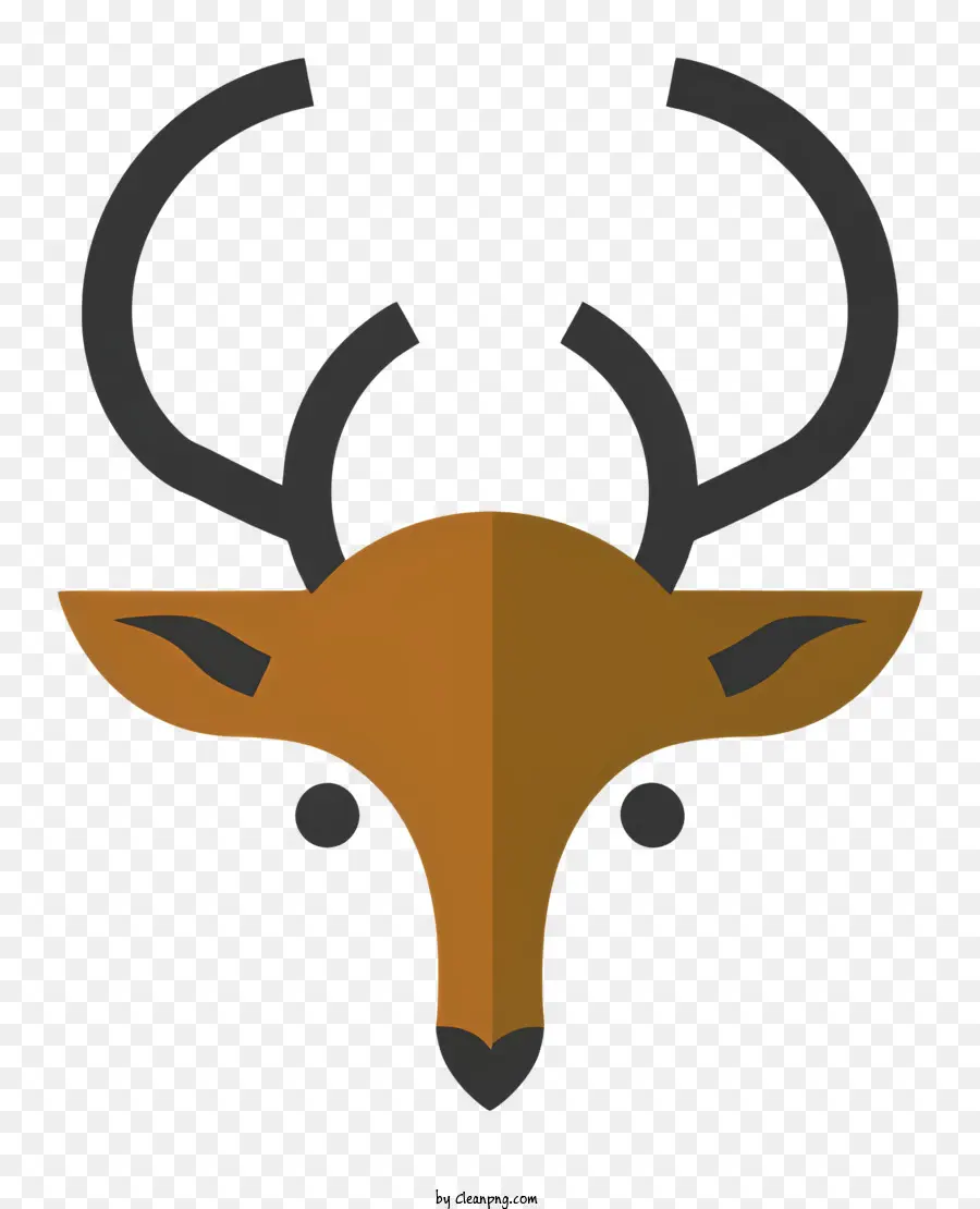 Design piatto di cervo Long Antlers Occhi grandi naso acuto - Testa di cervo minimalista e feroce con grandi cornate