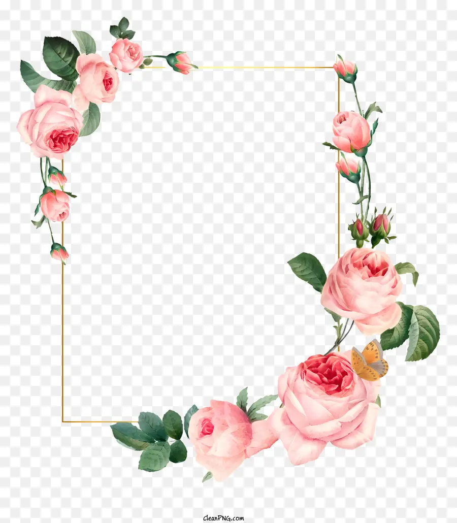 rose Rahmen - Farbenfroher, komplizierter Rosenrahmen mit goldenem Rand