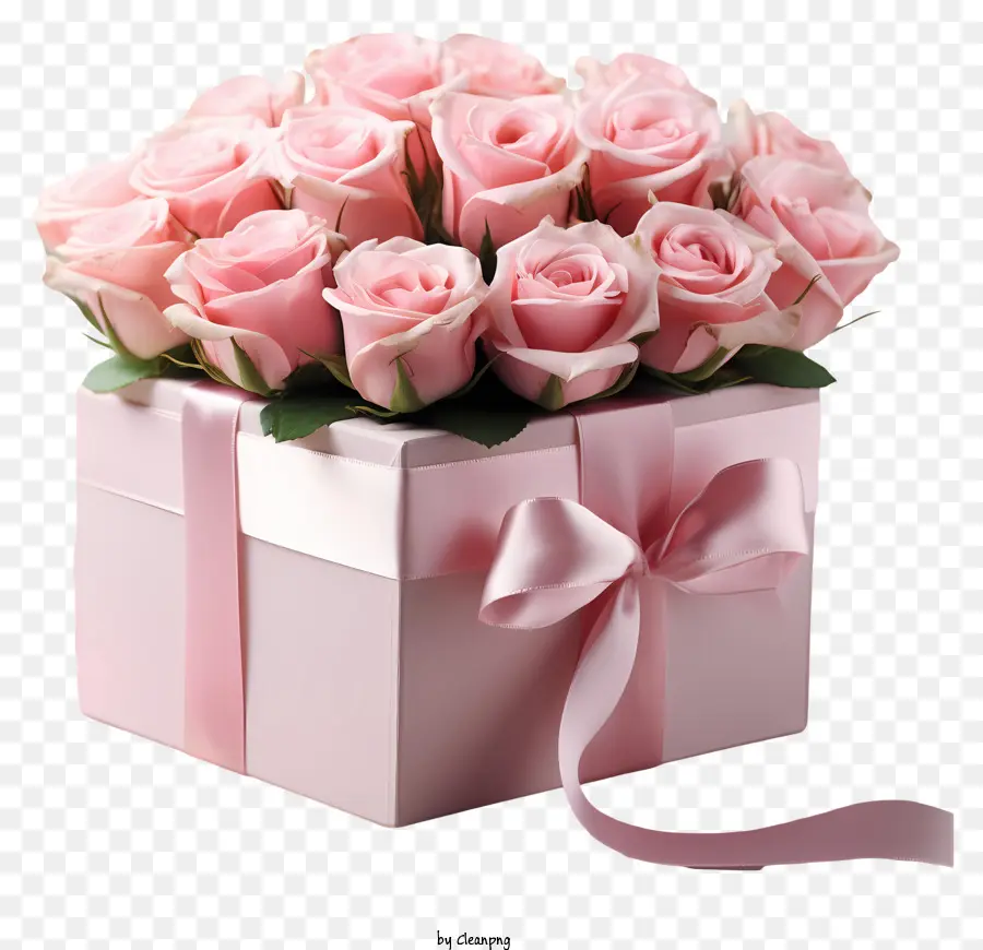 băng cung - Hộp trái tim màu hồng với hoa hồng nhung bên trong