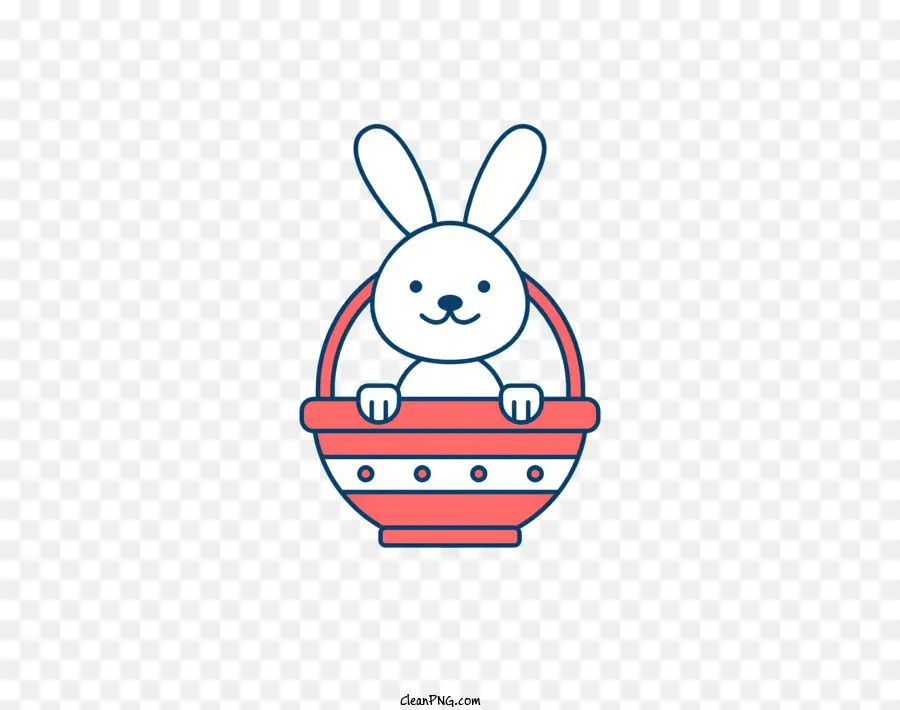 Cartoon Bunny Basket Colorful Pattern Friendly Expression Bunny - Bunny cartoon colorato con cesto modellato su sfondo nero