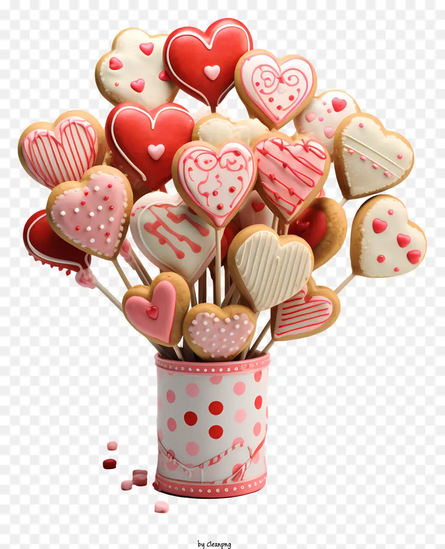 Herzförmige Kekse Liebe und Zuneigung Valentinstag Kekse Romantische Kekse herzförmige Desserts - Vase mit herzförmigen Keksen gefüllt, die Liebe darstellt