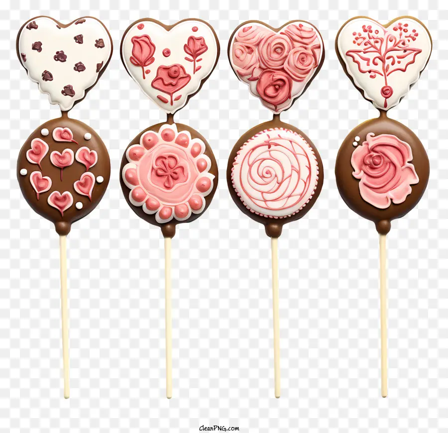Decorazioni per il cuore delle caramelle rosa e rosso fiore a forma di caramelle cuori di caramelle a forma di caramelle cuori caramelle su bastoncini - Cuori di caramelle ricoperti di cioccolato su bastoncini, disposti artisticamente