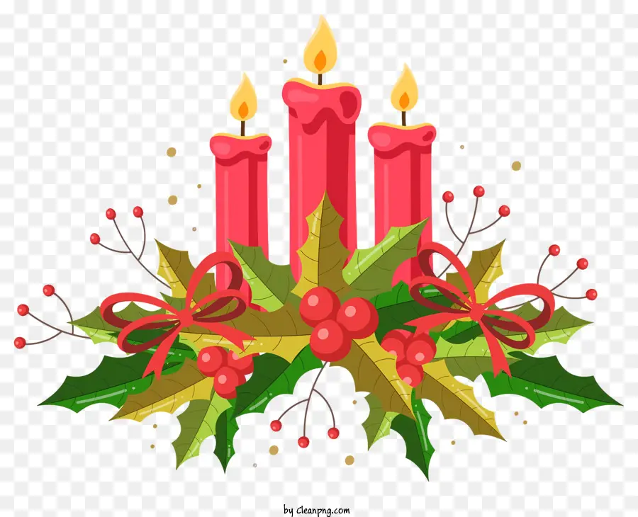 Weihnachtsdekoration - Weihnachtsfoto von roten Kerzen und Kranz
