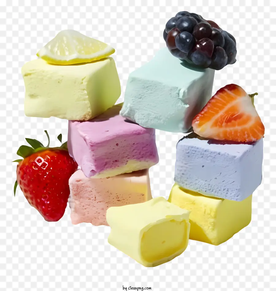marshmallows white cioccolato colori forma fragole - Marshmallow colorati con contorno di frutta