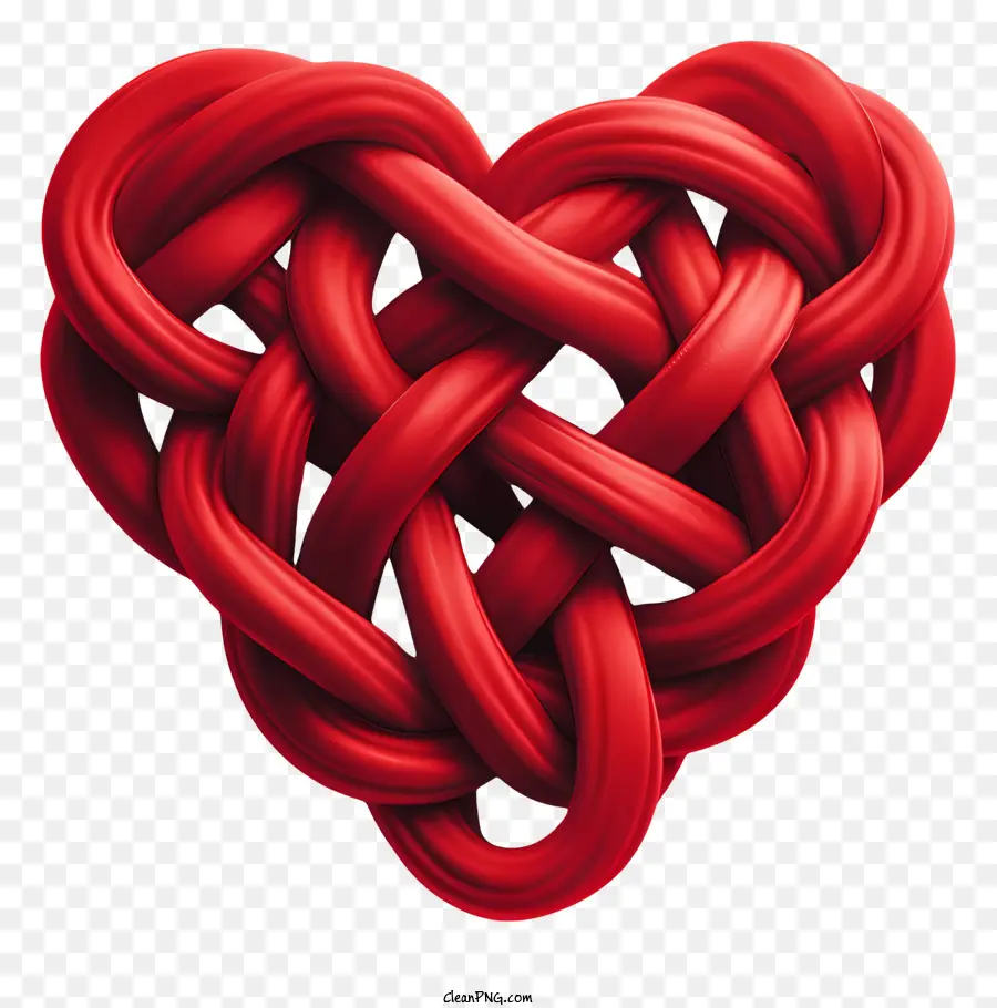 das symbol der Liebe - Symbolischer roter herzförmiger Knoten ruft Emotionen hervor