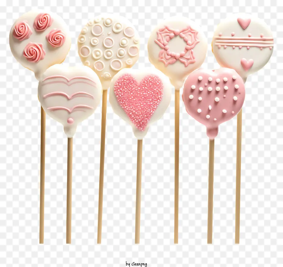 white chocolate hearts chocolate-covered sticks pink icing heart-shaped icing small white chocolate