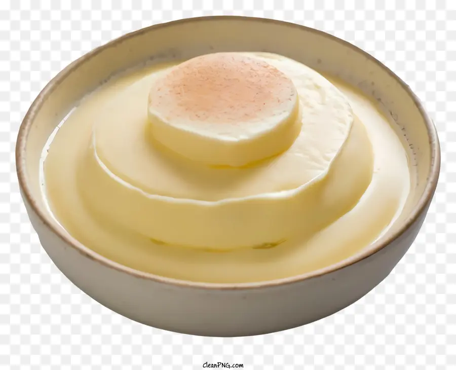 Kem đánh bông chất kem kết cấu kem nhỏ bát màu trắng - Chất màu vàng kem trong bát nhỏ màu trắng