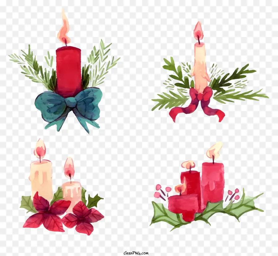 decorazioni di natale - Illustrazioni colorate di acquerelli delle decorazioni natalizie