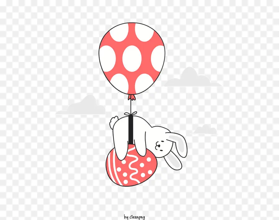 coniglietto di pasqua - Bunny con palloncino di Pasqua che vola in cielo