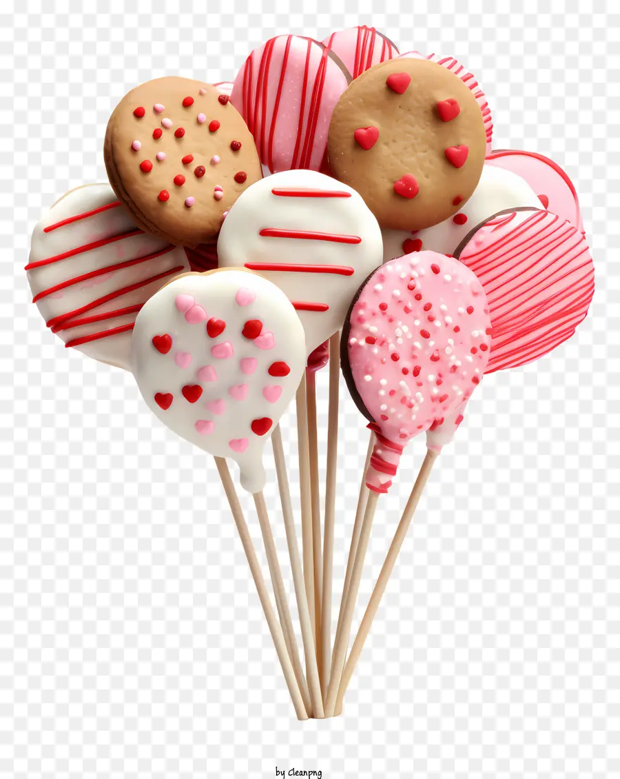 Ngày Valentine - Bouquet of Cookies và kẹo mút với ruy băng