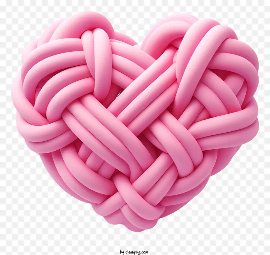 Pink Heart Knot Ein komplizierter Knoten Design Herzförmige Knoten Komplex Knotenmuster Schwarzer Hintergrundkontrast - Komplizierter rosa Herzknoten auf schwarzem Hintergrund