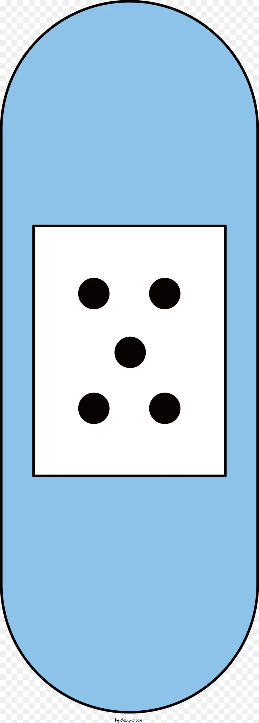blue and white square black dot center white side blue side