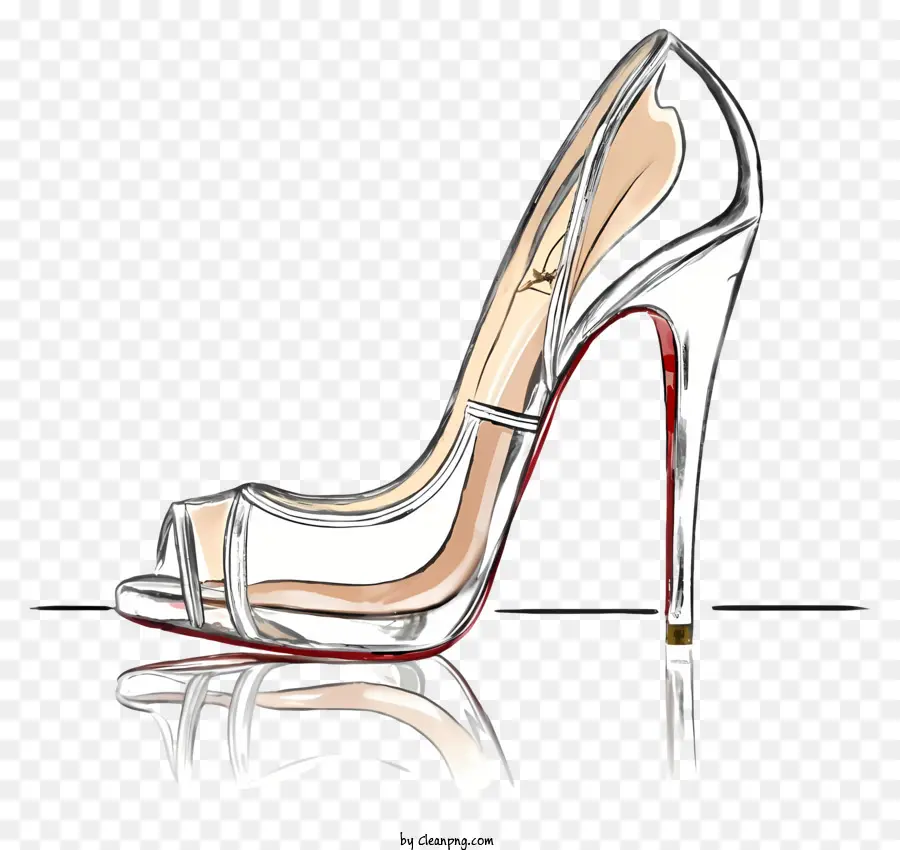 giày rõ ràng gót kính màu đỏ nền tảng hình dạng kính trong suốt - Giày cao gót bằng kính với đế bóng màu đỏ